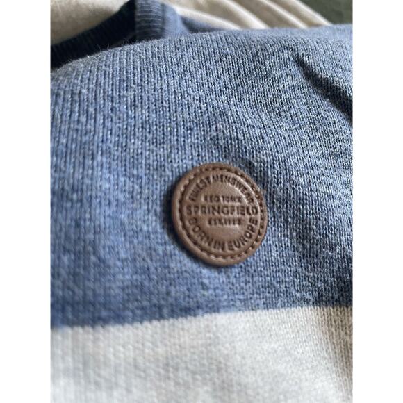 Springfield Basic Block Jerse Polo Sweater Blue 100% COTTON Melange Size M - Picture 3 of 9